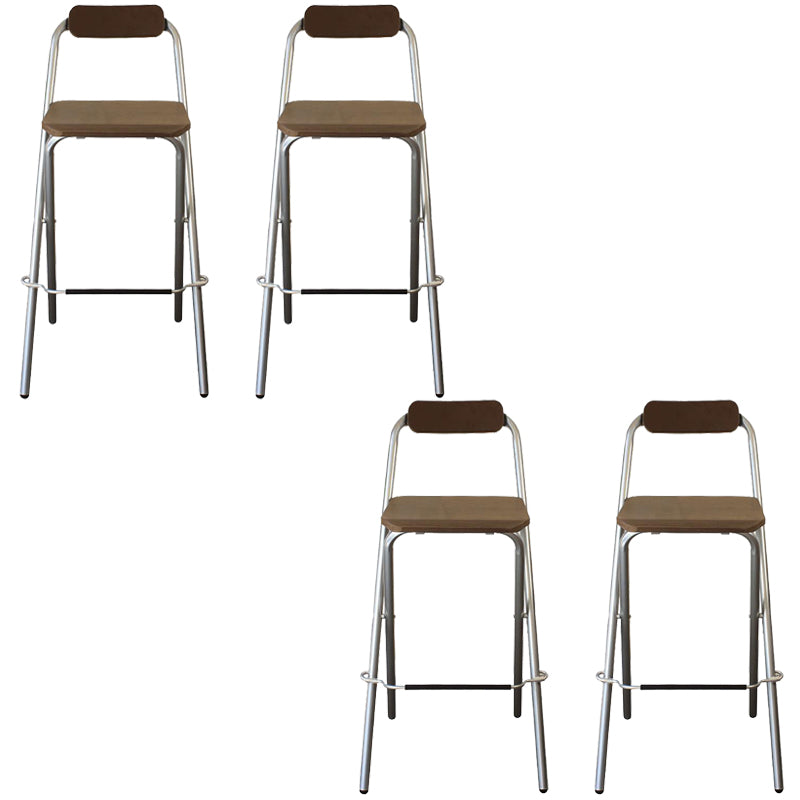 Contemporary Folding Dining Stools Armless Bar Stools with Metal Base Silver 4 Piece Set Clearhalo 'Bar Furniture' 'Bar Stools' 'bar_stools' 'furn' 'furn_bar_stools' 'Furniture' 'Kitchen & Dining Furniture' 6938537