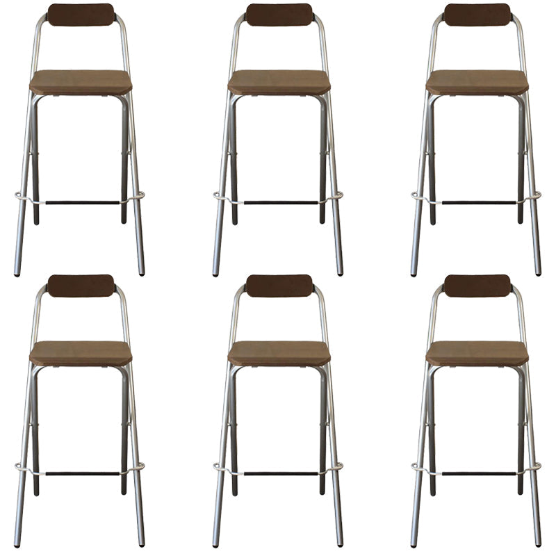 Contemporary Folding Dining Stools Armless Bar Stools with Metal Base Silver 6 Piece Set Clearhalo 'Bar Furniture' 'Bar Stools' 'bar_stools' 'furn' 'furn_bar_stools' 'Furniture' 'Kitchen & Dining Furniture' 6938541