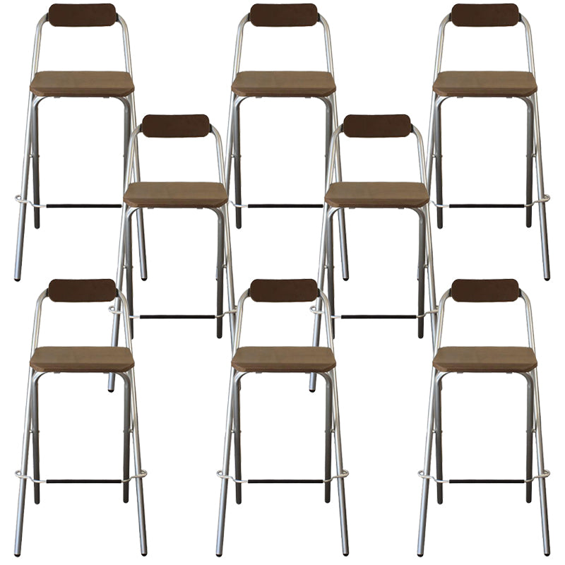 Contemporary Folding Dining Stools Armless Bar Stools with Metal Base Silver 8 Piece Set Clearhalo 'Bar Furniture' 'Bar Stools' 'bar_stools' 'furn' 'furn_bar_stools' 'Furniture' 'Kitchen & Dining Furniture' 6938543