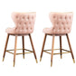 Low Back Dining Stools Bucket Armless Bar Stools with Wood Base Pink 2 Piece Set Clearhalo 'Bar Furniture' 'Bar Stools' 'bar_stools' 'furn' 'furn_bar_stools' 'Furniture' 'Kitchen & Dining Furniture' 6938548