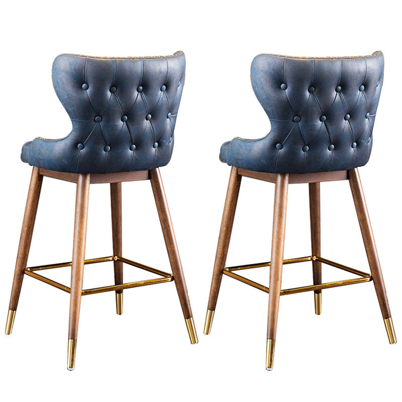 Low Back Dining Stools Bucket Armless Bar Stools with Wood Base Blue 2 Piece Set Clearhalo 'Bar Furniture' 'Bar Stools' 'bar_stools' 'furn' 'furn_bar_stools' 'Furniture' 'Kitchen & Dining Furniture' 6938550