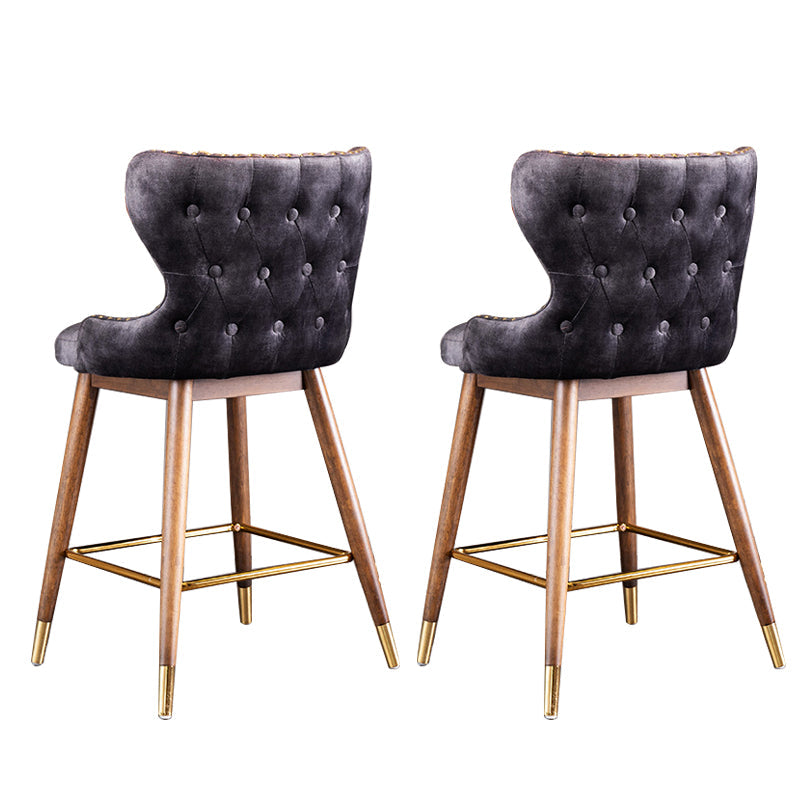 Low Back Dining Stools Bucket Armless Bar Stools with Wood Base Black 2 Piece Set Clearhalo 'Bar Furniture' 'Bar Stools' 'bar_stools' 'furn' 'furn_bar_stools' 'Furniture' 'Kitchen & Dining Furniture' 6938551