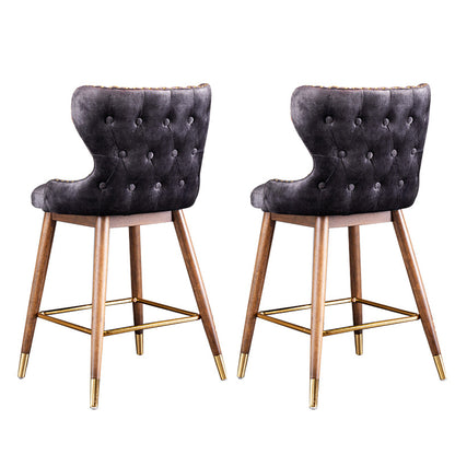 Low Back Dining Stools Bucket Armless Bar Stools with Wood Base Black 2 Piece Set Clearhalo 'Bar Furniture' 'Bar Stools' 'bar_stools' 'furn' 'furn_bar_stools' 'Furniture' 'Kitchen & Dining Furniture' 6938551
