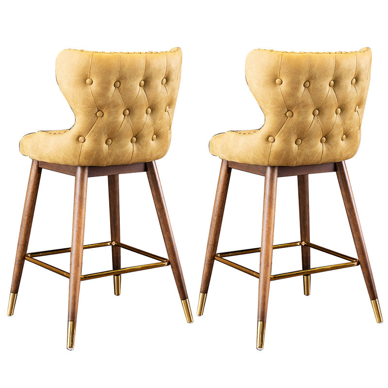 Low Back Dining Stools Bucket Armless Bar Stools with Wood Base Yellow 2 Piece Set Clearhalo 'Bar Furniture' 'Bar Stools' 'bar_stools' 'furn' 'furn_bar_stools' 'Furniture' 'Kitchen & Dining Furniture' 6938556