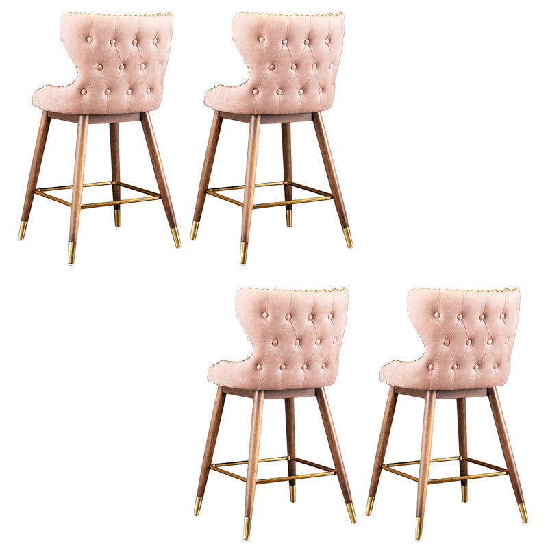 Low Back Dining Stools Bucket Armless Bar Stools with Wood Base Pink 4 Piece Set Clearhalo 'Bar Furniture' 'Bar Stools' 'bar_stools' 'furn' 'furn_bar_stools' 'Furniture' 'Kitchen & Dining Furniture' 6938557