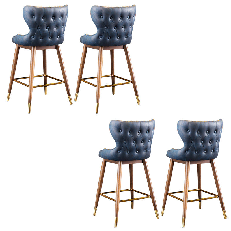 Low Back Dining Stools Bucket Armless Bar Stools with Wood Base Blue 4 Piece Set Clearhalo 'Bar Furniture' 'Bar Stools' 'bar_stools' 'furn' 'furn_bar_stools' 'Furniture' 'Kitchen & Dining Furniture' 6938559
