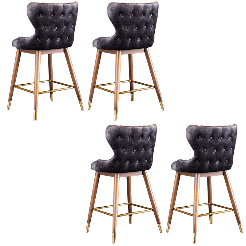 Low Back Dining Stools Bucket Armless Bar Stools with Wood Base Black 4 Piece Set Clearhalo 'Bar Furniture' 'Bar Stools' 'bar_stools' 'furn' 'furn_bar_stools' 'Furniture' 'Kitchen & Dining Furniture' 6938561