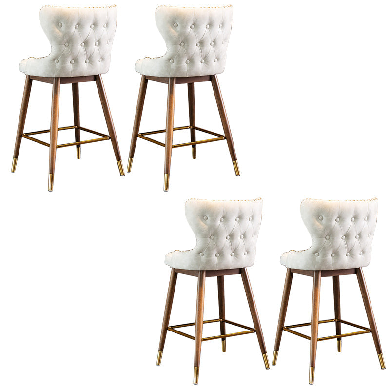 Low Back Dining Stools Bucket Armless Bar Stools with Wood Base White 4 Piece Set Clearhalo 'Bar Furniture' 'Bar Stools' 'bar_stools' 'furn' 'furn_bar_stools' 'Furniture' 'Kitchen & Dining Furniture' 6938564