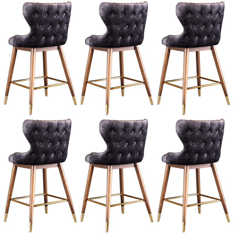 Low Back Dining Stools Bucket Armless Bar Stools with Wood Base Black 6 Piece Set Clearhalo 'Bar Furniture' 'Bar Stools' 'bar_stools' 'furn' 'furn_bar_stools' 'Furniture' 'Kitchen & Dining Furniture' 6938569