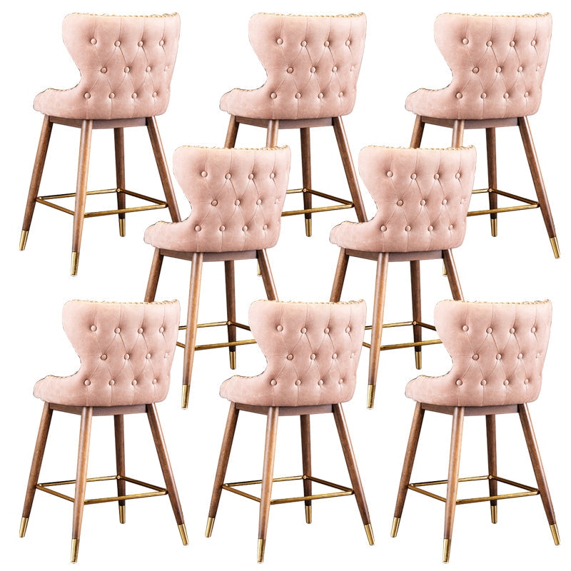 Low Back Dining Stools Bucket Armless Bar Stools with Wood Base Pink 8 Piece Set Clearhalo 'Bar Furniture' 'Bar Stools' 'bar_stools' 'furn' 'furn_bar_stools' 'Furniture' 'Kitchen & Dining Furniture' 6938572