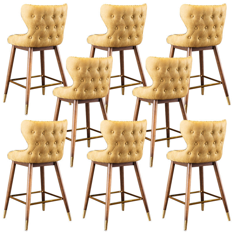 Low Back Dining Stools Bucket Armless Bar Stools with Wood Base Yellow 8 Piece Set Clearhalo 'Bar Furniture' 'Bar Stools' 'bar_stools' 'furn' 'furn_bar_stools' 'Furniture' 'Kitchen & Dining Furniture' 6938576