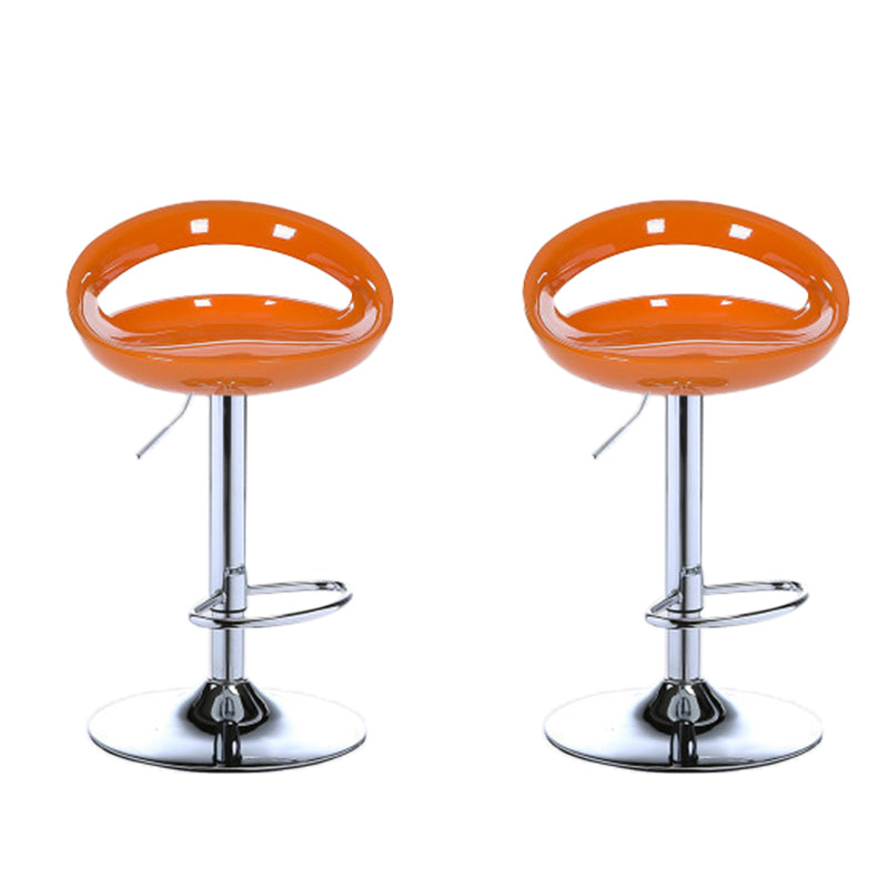 Low Back Plastic Dining Stools Armless Bar Stools with Metal Base Orange 2 Piece Set Clearhalo 'Bar Furniture' 'Bar Stools' 'bar_stools' 'furn' 'furn_bar_stools' 'Furniture' 'Kitchen & Dining Furniture' 6938649