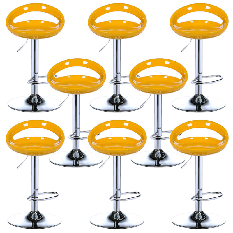 Low Back Plastic Dining Stools Armless Bar Stools with Metal Base Yellow 8 Piece Set Clearhalo 'Bar Furniture' 'Bar Stools' 'bar_stools' 'furn' 'furn_bar_stools' 'Furniture' 'Kitchen & Dining Furniture' 6938680