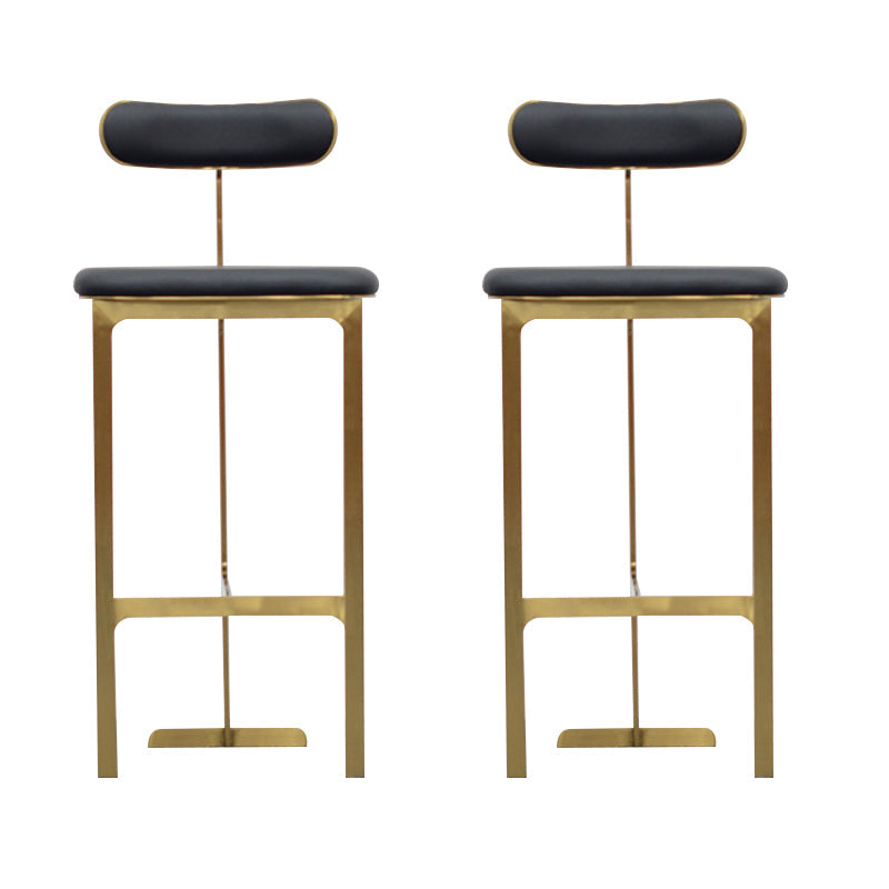 Glam Faux Leather Bar Stool Low Back Counter Bar Stool for Home
