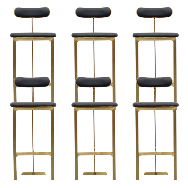 Glam Faux Leather Bar Stool Low Back Counter Bar Stool for Home