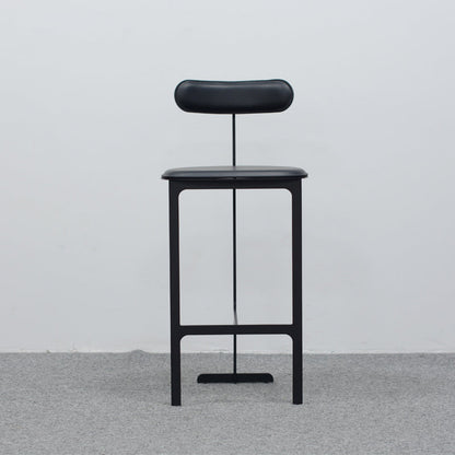 Glam Faux Leather Bar Stool Low Back Counter Bar Stool for Home