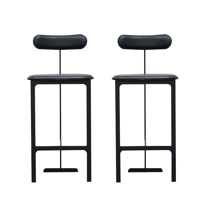 Glam Faux Leather Bar Stool Low Back Counter Bar Stool for Home