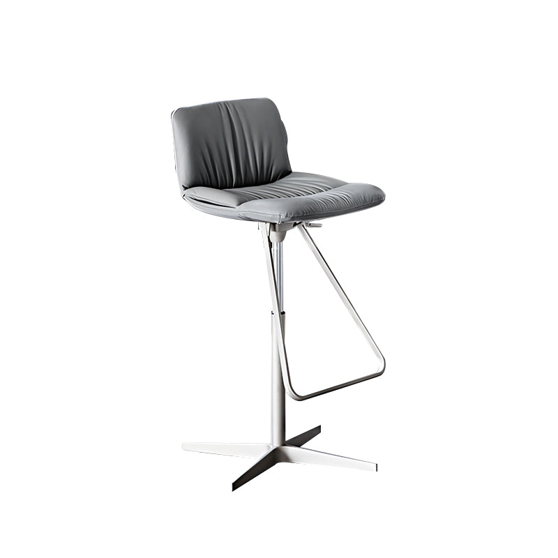 Industrial Style Rotatable Bar Stool Leather Counter Bar Stool for Home Grey 1 Piece Clearhalo 'Bar Furniture' 'Bar Stools' 'bar_stools' 'furn' 'furn_bar_stools' 'Furniture' 'Kitchen & Dining Furniture' 6938716