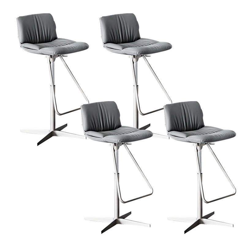 Industrial Style Rotatable Bar Stool Leather Counter Bar Stool for Home Grey 4 Piece Set Clearhalo 'Bar Furniture' 'Bar Stools' 'bar_stools' 'furn' 'furn_bar_stools' 'Furniture' 'Kitchen & Dining Furniture' 6938721