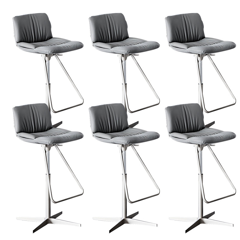 Industrial Style Rotatable Bar Stool Leather Counter Bar Stool for Home Grey 6 Piece Set Clearhalo 'Bar Furniture' 'Bar Stools' 'bar_stools' 'furn' 'furn_bar_stools' 'Furniture' 'Kitchen & Dining Furniture' 6938723