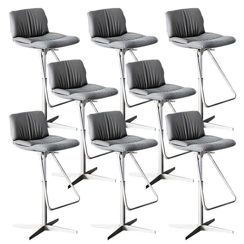 Industrial Style Rotatable Bar Stool Leather Counter Bar Stool for Home Grey 8 Piece Set Clearhalo 'Bar Furniture' 'Bar Stools' 'bar_stools' 'furn' 'furn_bar_stools' 'Furniture' 'Kitchen & Dining Furniture' 6938724