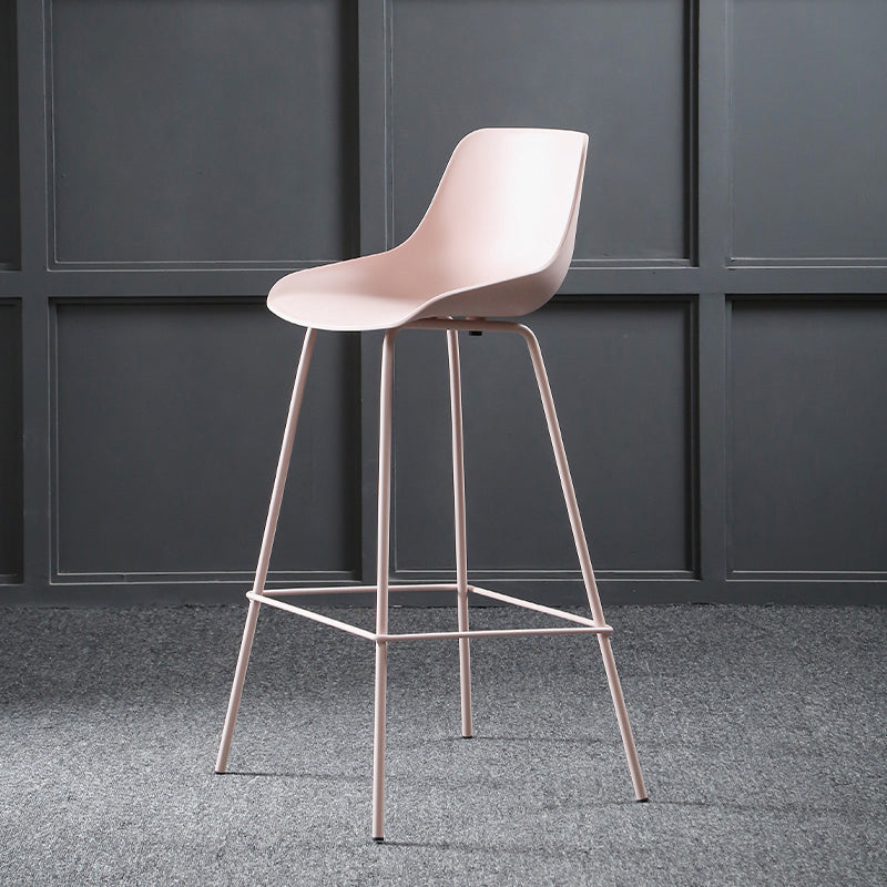Nordic Plastic Bar Stool Low Back Counter Bar Stool with Metal Legs for Home