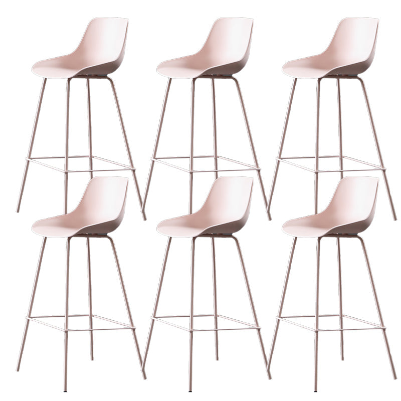 Nordic Plastic Bar Stool Low Back Counter Bar Stool with Metal Legs for Home