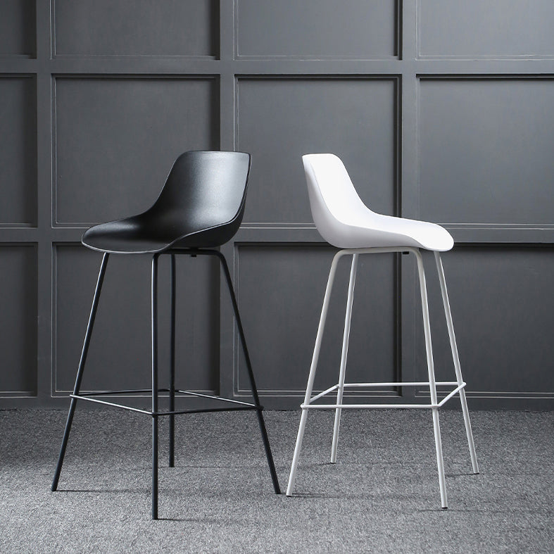 Nordic Plastic Bar Stool Low Back Counter Bar Stool with Metal Legs for Home