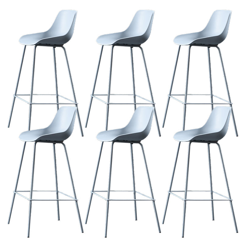 Nordic Plastic Bar Stool Low Back Counter Bar Stool with Metal Legs for Home Blue 6 Piece Set Clearhalo 'Bar Furniture' 'Bar Stools' 'bar_stools' 'furn' 'furn_bar_stools' 'Furniture' 'Kitchen & Dining Furniture' 6938762