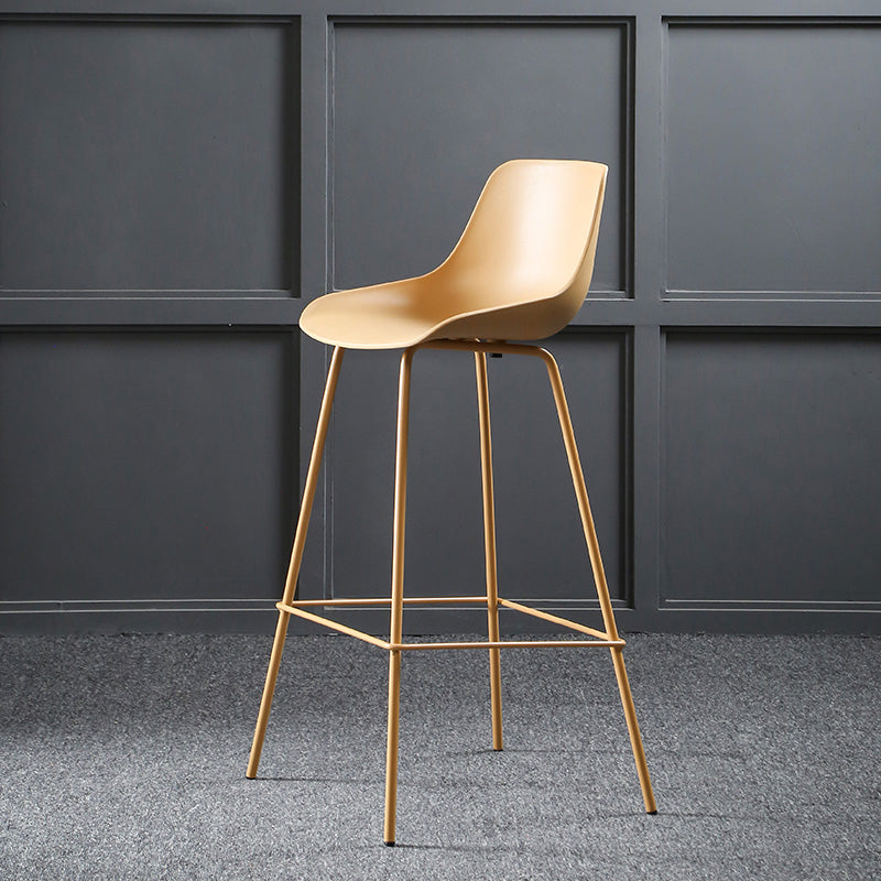 Nordic Plastic Bar Stool Low Back Counter Bar Stool with Metal Legs for Home