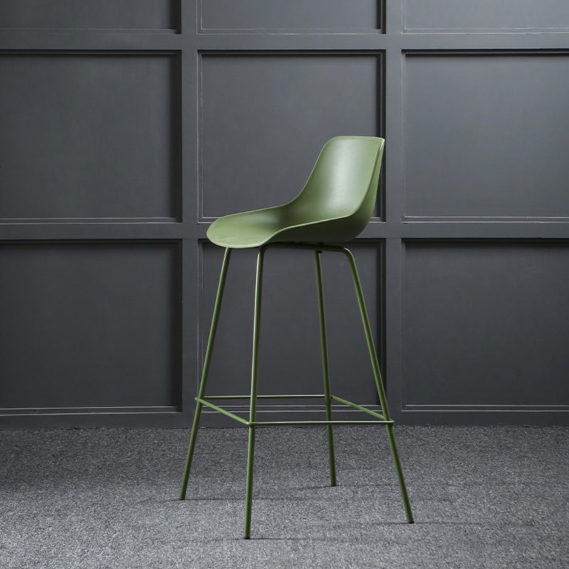Nordic Plastic Bar Stool Low Back Counter Bar Stool with Metal Legs for Home