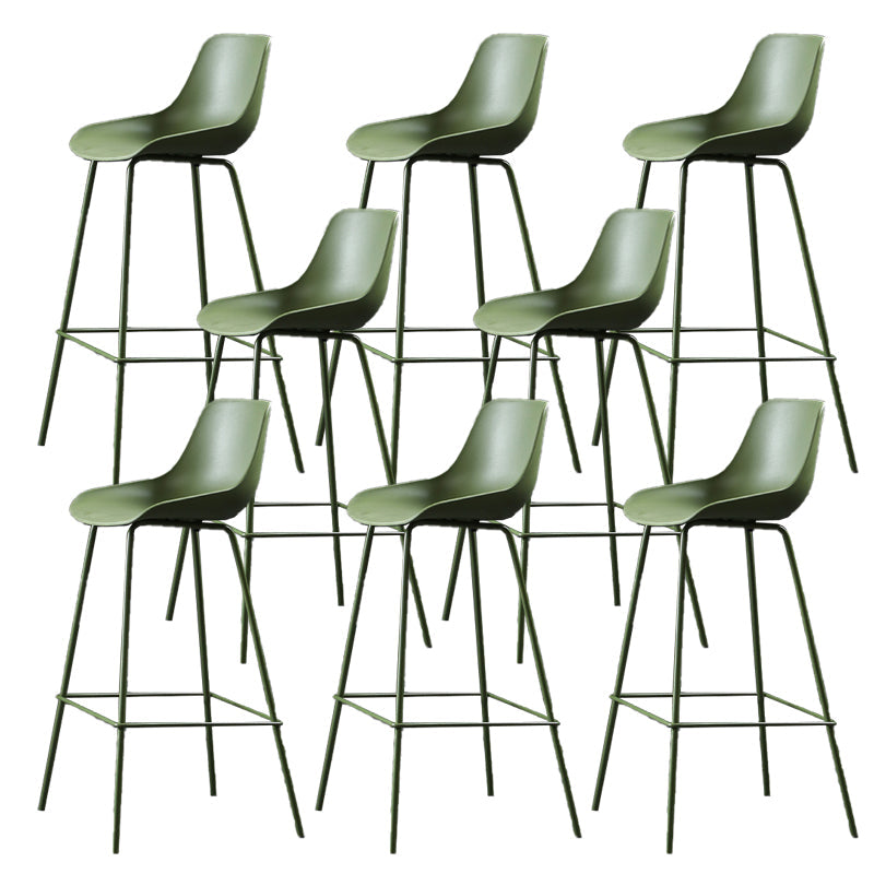 Nordic Plastic Bar Stool Low Back Counter Bar Stool with Metal Legs for Home Dark Green 8 Piece Set Clearhalo 'Bar Furniture' 'Bar Stools' 'bar_stools' 'furn' 'furn_bar_stools' 'Furniture' 'Kitchen & Dining Furniture' 6938773
