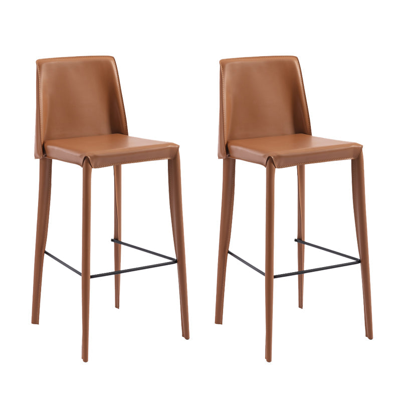 Contemporary Leather Bar Stool Low Back Counter Bar Stool with Metal Legs for Home Brown 2 Piece Set Bar Stool(30"H) Clearhalo 'Bar Furniture' 'Bar Stools' 'bar_stools' 'furn' 'furn_bar_stools' 'Furniture' 'Kitchen & Dining Furniture' 6938786