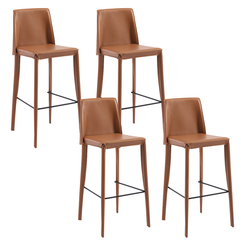 Contemporary Leather Bar Stool Low Back Counter Bar Stool with Metal Legs for Home Brown 4 Piece Set Bar Stool(30"H) Clearhalo 'Bar Furniture' 'Bar Stools' 'bar_stools' 'furn' 'furn_bar_stools' 'Furniture' 'Kitchen & Dining Furniture' 6938787