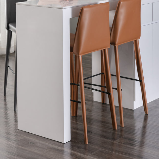 Contemporary Leather Bar Stool Low Back Counter Bar Stool with Metal Legs for Home Clearhalo 'Bar Furniture' 'Bar Stools' 'bar_stools' 'furn' 'furn_bar_stools' 'Furniture' 'Kitchen & Dining Furniture' 6938788