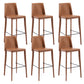 Contemporary Leather Bar Stool Low Back Counter Bar Stool with Metal Legs for Home Brown 6 Piece Set Bar Stool(30"H) Clearhalo 'Bar Furniture' 'Bar Stools' 'bar_stools' 'furn' 'furn_bar_stools' 'Furniture' 'Kitchen & Dining Furniture' 6938789