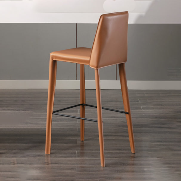 Contemporary Leather Bar Stool Low Back Counter Bar Stool with Metal Legs for Home Brown 1 Piece Clearhalo 'Bar Furniture' 'Bar Stools' 'bar_stools' 'furn' 'furn_bar_stools' 'Furniture' 'Kitchen & Dining Furniture' 6938790
