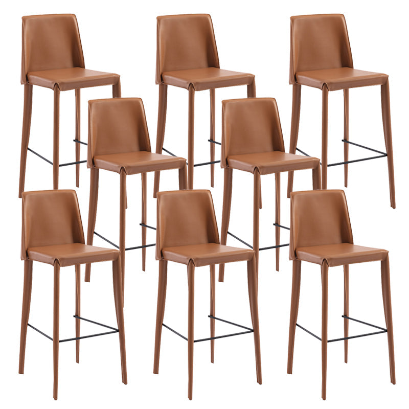Contemporary Leather Bar Stool Low Back Counter Bar Stool with Metal Legs for Home Brown 8 Piece Set Bar Stool(30"H) Clearhalo 'Bar Furniture' 'Bar Stools' 'bar_stools' 'furn' 'furn_bar_stools' 'Furniture' 'Kitchen & Dining Furniture' 6938792