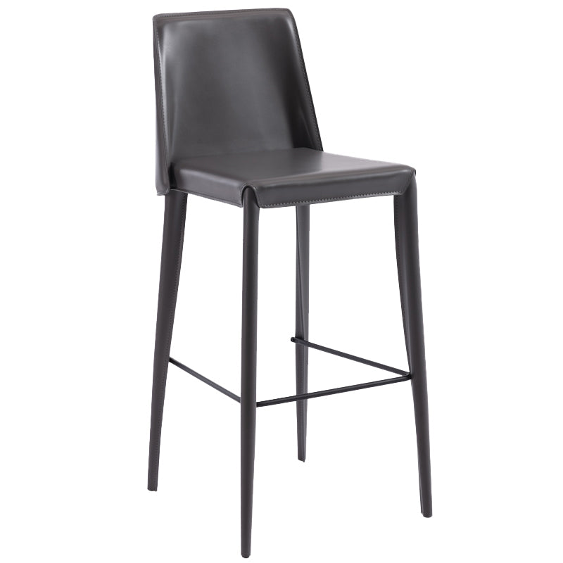 Contemporary Leather Bar Stool Low Back Counter Bar Stool with Metal Legs for Home Grey 1 Piece Bar Stool(30"H) Clearhalo 'Bar Furniture' 'Bar Stools' 'bar_stools' 'furn' 'furn_bar_stools' 'Furniture' 'Kitchen & Dining Furniture' 6938793