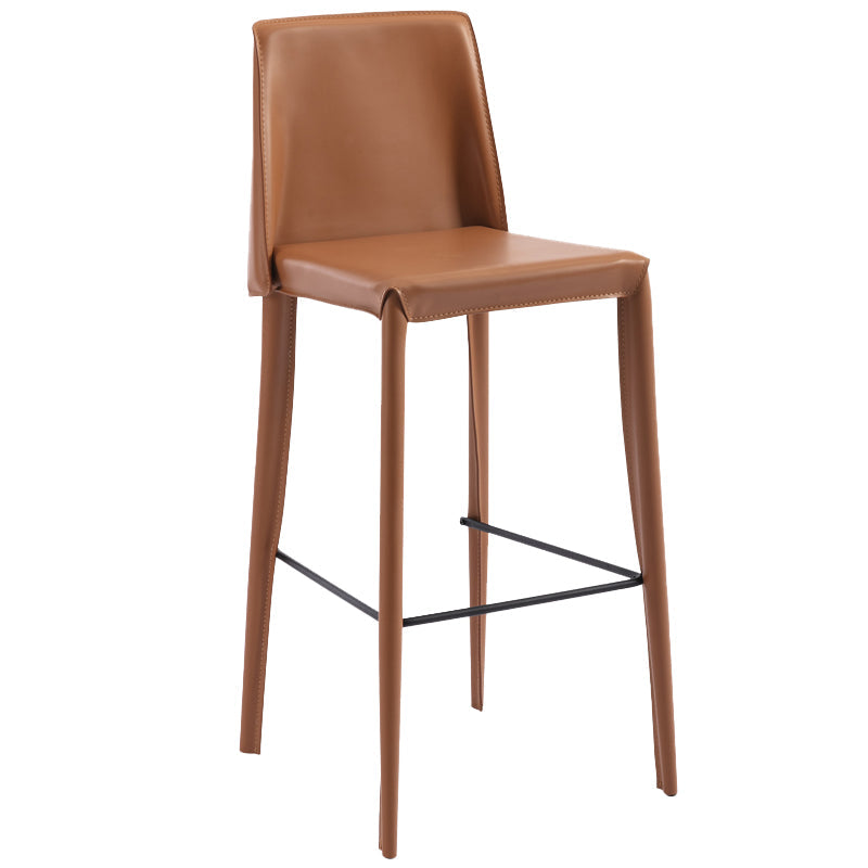 Contemporary Leather Bar Stool Low Back Counter Bar Stool with Metal Legs for Home Clearhalo 'Bar Furniture' 'Bar Stools' 'bar_stools' 'furn' 'furn_bar_stools' 'Furniture' 'Kitchen & Dining Furniture' 6938794