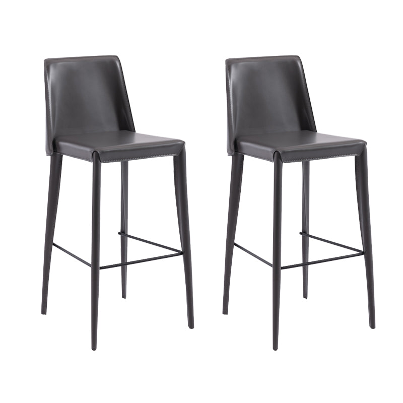 Contemporary Leather Bar Stool Low Back Counter Bar Stool with Metal Legs for Home Grey 2 Piece Set Bar Stool(30"H) Clearhalo 'Bar Furniture' 'Bar Stools' 'bar_stools' 'furn' 'furn_bar_stools' 'Furniture' 'Kitchen & Dining Furniture' 6938796