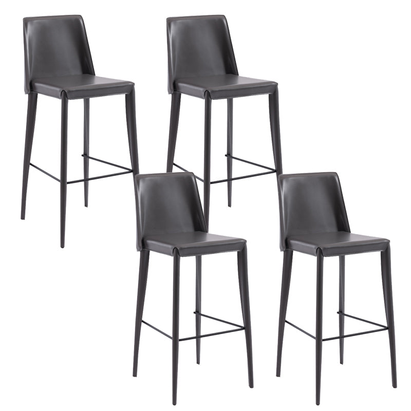 Contemporary Leather Bar Stool Low Back Counter Bar Stool with Metal Legs for Home Grey 4 Piece Set Bar Stool(30"H) Clearhalo 'Bar Furniture' 'Bar Stools' 'bar_stools' 'furn' 'furn_bar_stools' 'Furniture' 'Kitchen & Dining Furniture' 6938798