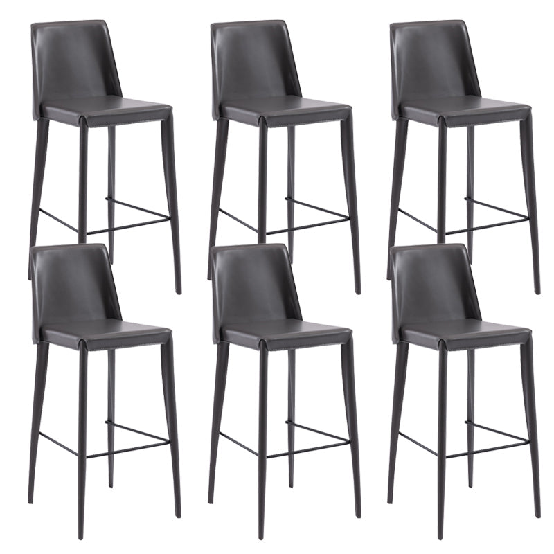 Contemporary Leather Bar Stool Low Back Counter Bar Stool with Metal Legs for Home Grey 6 Piece Set Bar Stool(30"H) Clearhalo 'Bar Furniture' 'Bar Stools' 'bar_stools' 'furn' 'furn_bar_stools' 'Furniture' 'Kitchen & Dining Furniture' 6938799