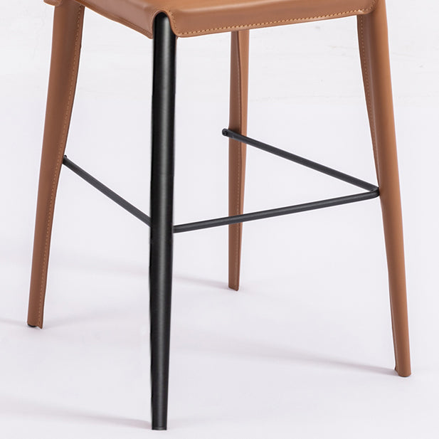 Contemporary Leather Bar Stool Low Back Counter Bar Stool with Metal Legs for Home Clearhalo 'Bar Furniture' 'Bar Stools' 'bar_stools' 'furn' 'furn_bar_stools' 'Furniture' 'Kitchen & Dining Furniture' 6938800