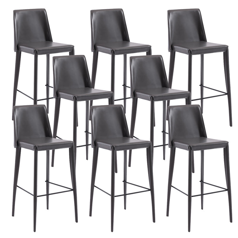 Contemporary Leather Bar Stool Low Back Counter Bar Stool with Metal Legs for Home Grey 8 Piece Set Bar Stool(30"H) Clearhalo 'Bar Furniture' 'Bar Stools' 'bar_stools' 'furn' 'furn_bar_stools' 'Furniture' 'Kitchen & Dining Furniture' 6938801