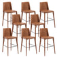 Contemporary Leather Bar Stool Low Back Counter Bar Stool with Metal Legs for Home Brown 8 Piece Set Counter Stool(26"H) Clearhalo 'Bar Furniture' 'Bar Stools' 'bar_stools' 'furn' 'furn_bar_stools' 'Furniture' 'Kitchen & Dining Furniture' 6938805