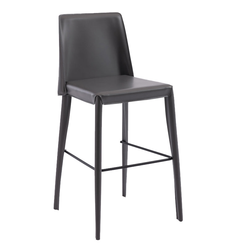Contemporary Leather Bar Stool Low Back Counter Bar Stool with Metal Legs for Home Grey 1 Piece Counter Stool(26"H) Clearhalo 'Bar Furniture' 'Bar Stools' 'bar_stools' 'furn' 'furn_bar_stools' 'Furniture' 'Kitchen & Dining Furniture' 6938806