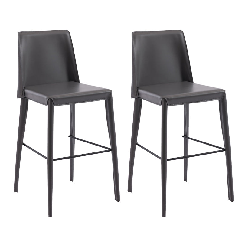 Contemporary Leather Bar Stool Low Back Counter Bar Stool with Metal Legs for Home Grey 2 Piece Set Counter Stool(26"H) Clearhalo 'Bar Furniture' 'Bar Stools' 'bar_stools' 'furn' 'furn_bar_stools' 'Furniture' 'Kitchen & Dining Furniture' 6938807