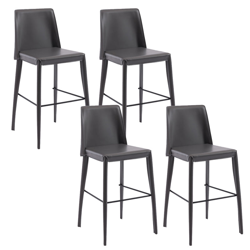 Contemporary Leather Bar Stool Low Back Counter Bar Stool with Metal Legs for Home Grey 4 Piece Set Counter Stool(26"H) Clearhalo 'Bar Furniture' 'Bar Stools' 'bar_stools' 'furn' 'furn_bar_stools' 'Furniture' 'Kitchen & Dining Furniture' 6938808