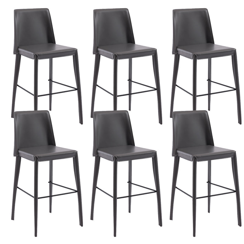 Contemporary Leather Bar Stool Low Back Counter Bar Stool with Metal Legs for Home Grey 6 Piece Set Counter Stool(26"H) Clearhalo 'Bar Furniture' 'Bar Stools' 'bar_stools' 'furn' 'furn_bar_stools' 'Furniture' 'Kitchen & Dining Furniture' 6938809